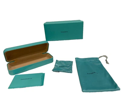 Estuche rígido para gafas de sol Tiffany & Co. carcasa de almeja con caja/paño de limpieza/bolsa de vidrio Foto 1 de 4