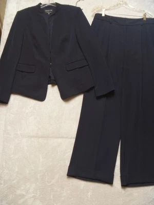 Jones New York Womens Size 10/6 Navy Blue Pant Suit 2 Piece Pants 6/Blazer 10 - Image 1 of 4