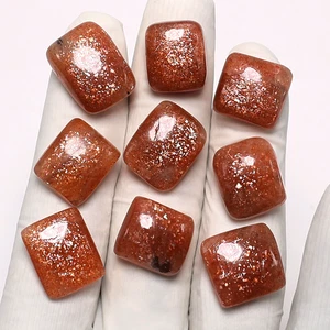 Quadrati di Luce Solare ~ 9 pz Confetti Naturali Pietra Solare 15mm-19mm Pietre Preziose Cabochon - Foto 1 di 11