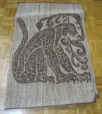 DE COLECCIÓN TEJIDO A MANO COLGANTE DE PARED/ALFOMBRA MEXICANO MAYA/JAGUAR AZTECA? 35" X 54" Foto 1 de 4