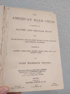 1885 Book The American Male Choir Collection of Sacred & Secular Music Tenney - Bild 1 von 4