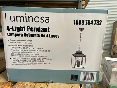 11,5 pulgadas. Linterna colgante con acabado bronce espresso de 4 luces W Foto 1 de 4