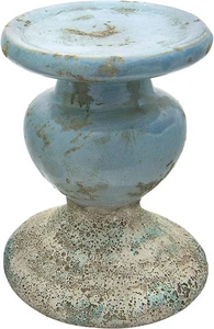 Large Distressed Blue Terracotta Pillar Candle Holder,Df0934 - Picture 1 of 5