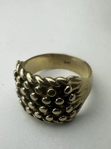 9ct .375 Yellow Gold 4 Row Keeper Ring Size UK S 1/2 Available Worldwide - Picture 1 of 13
