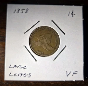 1858 Large Letters Flying Eagle Cent Coin VF - Picture 1 of 2