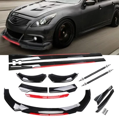 For Infiniti Q50 Q60 G35 G37 Front Bumper Lip Splitter Gloss Black Red Body Kit — 第 1/4 张图片