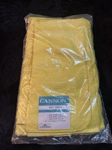 VTG Cannon Towel Set 2360 (3 Pk 3 Sizes) Yellow New NOS All Cotton USA Retro MCM - Picture 1 of 3
