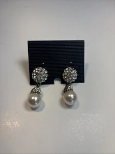 Fashion, jewelry, pearl With Stones Post Pierced Earrings Dangle - Picture 1 of 5
