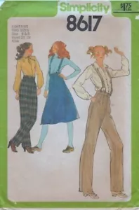 Simplicity Pattern 8617 Suspender Skirts & Pants 1970s Misses 6-8 UNCUT - Picture 1 of 2