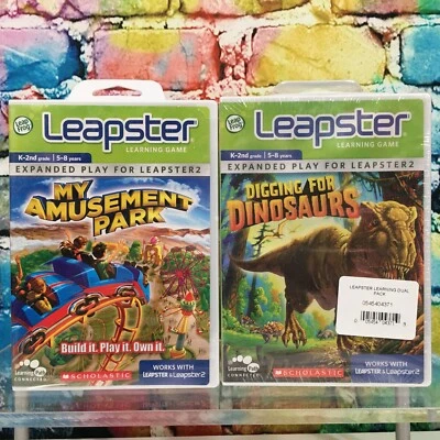 3 Leapster Leap Frog Games Learn Kid Amusement Park Dinosaurs I Spy Ages 5-8 NEW - Image 1 of 4