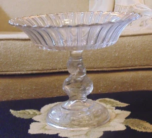 EAPG Challinor Taylor Pedestal Glass Bowl Compote 420 Jenny Lind Pattern Lady - Picture 1 of 14