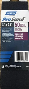 Norton ProSand 3" X 21" 50 Grit Coarse Sanding Belts BlueFire - 2 Pack #49612 - Picture 1 of 2