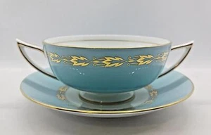 Minton Bone China Blue with Gold Leaves Trim Pattern Creamer - Picture 1 of 5