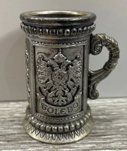 Candlestick Pewter Small Cup Decor Artifact Vintage Metal Rare Toledo Spain Beer - Picture 1 of 9