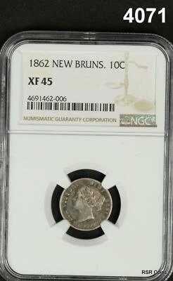 1862 NEW BRUNSWICK 10C NGC CERTIFIED XF45 RARE COIN MINTAGE ONLY 150,000! #4071 - Image 1 of 3