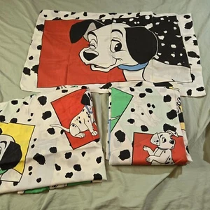 101 Dalmatians Sheet Set Twin Bed Fitted/Flat Sheet and Pillow Case Disney Vtg - Picture 1 of 5
