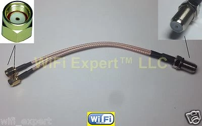 F TV Female to Y type 2X RP-SMA Male Splitter Combiner cable pigtail RG316 4-20" - Image 1 of 4
