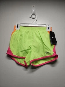 Nike Dri-Fit Girl's Neon Green/Pink Athletic Shorts Size 4 RK14 - Picture 1 of 7