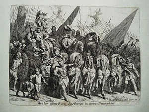 Römer Triumphzug Sieg Kampf Pferd Horn Küsell nach J. Baur Kupferstich 1682 - Picture 1 of 1