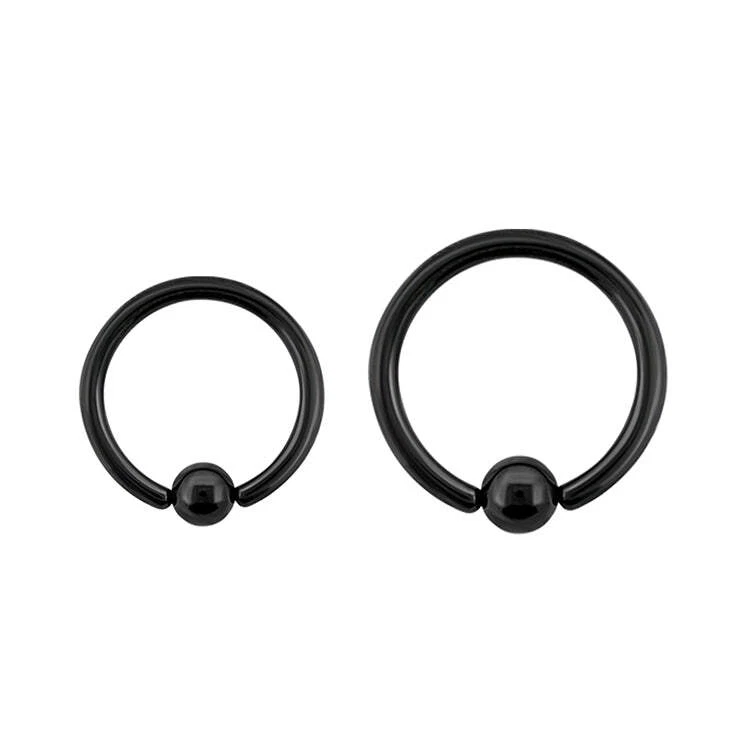 ❤ 0,8 mm Klemmkugel Ball Closure Ring BCR Piercing Ohr Schwarz Black Klemmring - Bild 1 von 1