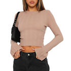 Pleated Top Sexy Style Rib Knitted Ladies Bodycon Top Slim Fit Streetwear Outfit