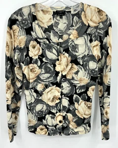 Talbots Sweater Womens Small Petite Cardigan Merino Wool Floral Button Career - Picture 1 of 9