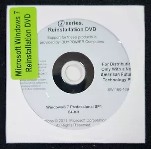 Ibuypower i-series Reinstallation DVD Windows 7 Professional SP1 64 Bit 2011 - Picture 1 of 1