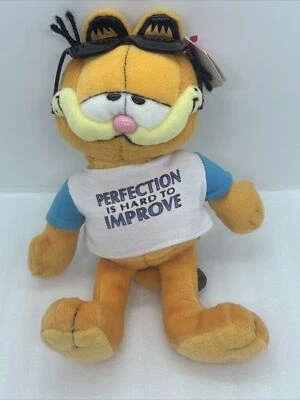 Ty Beanie Baby GARFIELD 9" Plush w/ Perfection Is Hard To Improve Shirt 2007 - Image 1 of 4