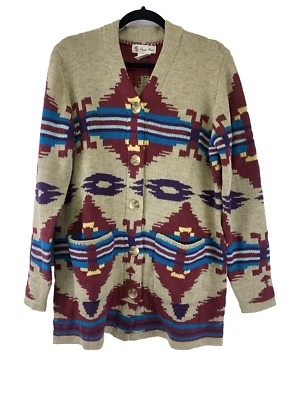 Cárdigan Maggie Dulce Suéter Túnica Tejido Azteca Suroeste Parche Bolsillos Grande Foto 1 de 4