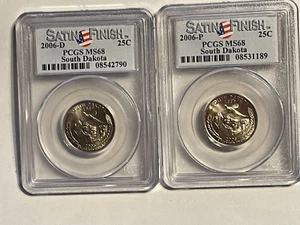 2006-P + D Set South Dakota State Quarter PCGS Graded MS68 "Satin Finish" - Picture 1 of 12