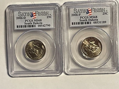 2006-P + D  Set  South Dakota State Quarter PCGS Graded MS68 "Satin Finish" - Image 1 of 4