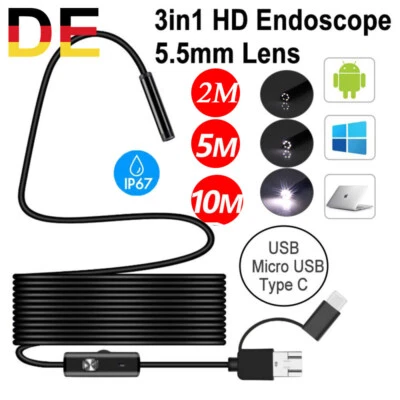 Endoskopkamera mit Licht 2-10M, HD Endoskop-Kamera Handy PC Wasserdichtes Ip67 - Bild 1 von 4