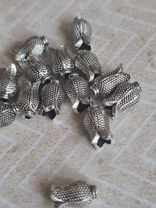 Tulip Spacer Beads Antic Silver Jewelry Making Tassel Making 1cm 15pcs - Picture 1 of 10