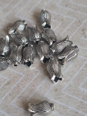 Tulip Spacer Beads Antic Silver Jewelry Making Tassel Making 1cm  15pcs - Image 1 of 4