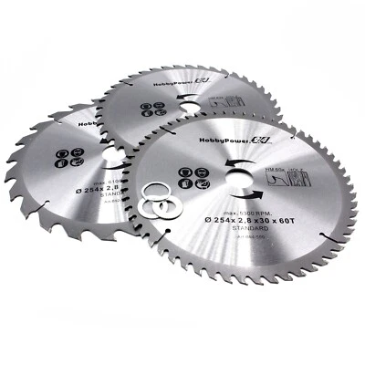3x Set HM Kreissägeblatt Sägeblatt für Metabo Kappsäge KGS 254 M / Ø 254 x 30 mm