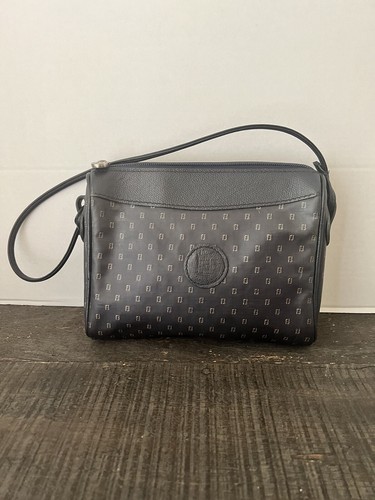 Borsa vintage Fendi Zucca monogramma rivestita nera in tela e pelle