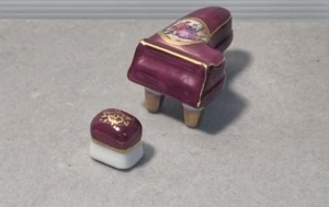 Vintage Japanese Porcelain Miniature Grand Piano and Stool, Courting Couples - Picture 1 of 8