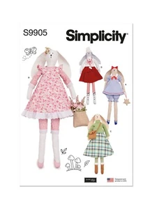 NEW Simplicity Sewing Pattern S9905 Slender Plush Bunny Doll Toy & Clothes - Picture 1 of 6