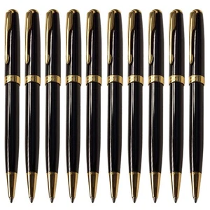 10 Pcs Parker Sonnet Ballpoint Pen Bright Black + Gold Clip 0.7mm M Ink Refill - Imagen 1 de 7