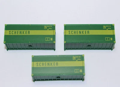 n3641, Alte Roco drei 20 ft. Container in grün Schenker der DB TOP Spur N - Bild 1 von 4