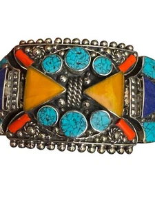 Manschette verziertes Armband breit Metall Multi Stein dick Statement - Bild 1 von 11
