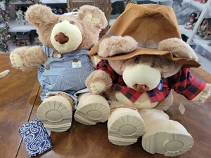 Lot of 2 Furskin  23" Plush Bear by Xavier Roberts Dudley & Boone Bears 1984  - Picture 1 of 10