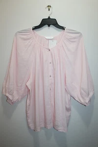 LC LAUREN CONRAD WOMENS BLOUSE WOVEN BUTTON-FRONT BALLOON SLEEVE PINK SIZE XL - Picture 1 of 4