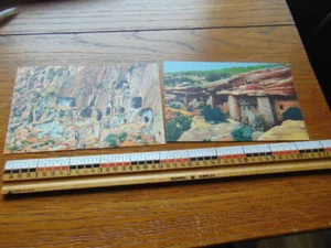 2 Postkarten einheimische Ruinen in Leinenoptik - Manitou Klippenwohnungen - Puye Ruinen - Bild 1 von 2