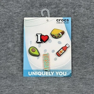 Crocs Jibbitz Uniquely You Taco Tuesday Avocado Hot Sauce I Heart Charms 5 Pack - Picture 1 of 2