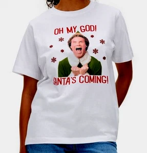 ELF CHRISTMAS T-Shirt 2XS to 2XL White Cotton Short Sleeve BNWT Primark Licenced - Picture 1 of 3