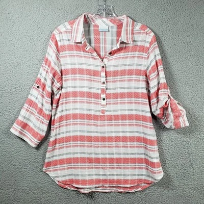 Рубашка женская Columbia большая клетчатая текстурированная хлопковая поповер туника кабинкор повседневная - Изображение 1 из 4