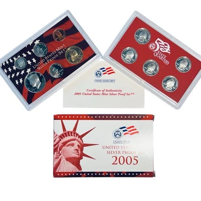 2005 S Silver Proof Set US Mint Original Box & COA 10 Coins 90% Silver - Image 1 of 4