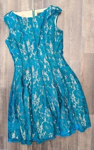 Gabby Skye Women's Teal Lace Sleeveless Zipper Dress Size - Picture 1 of 6