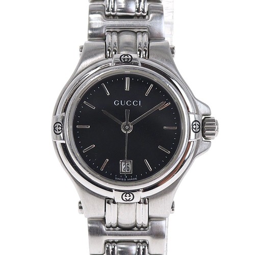 Orologio Gucci 9040L Quarzo Quadrante Nero Acciaio Inox Donna